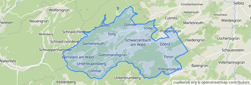 Mapa de ubicacion de Schwarzenbach am Wald.