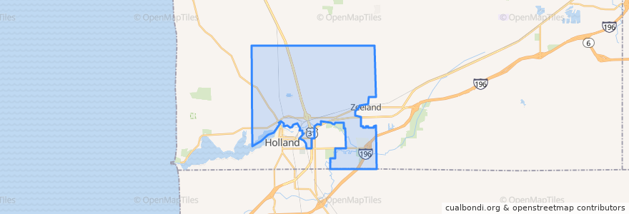 Mapa de ubicacion de Holland Charter Township.