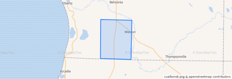 Mapa de ubicacion de Joyfield Township.