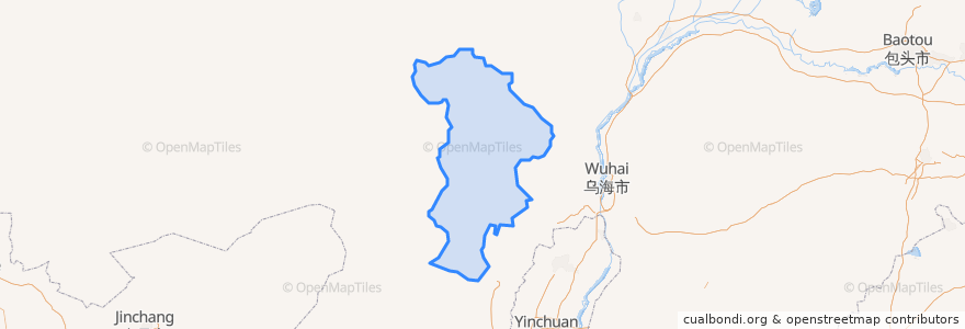 Mapa de ubicacion de 吉兰泰镇 ᠵᠢᠷᠠᠲᠠᠢ ᠪᠠᠯᠭᠠᠰᠤ.