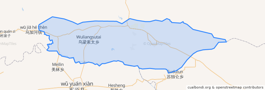 Mapa de ubicacion de 德岭山镇 ᠳᠡᠯ ᠠᠭᠤᠯᠠ ᠪᠠᠯᠭᠠᠰᠤ.