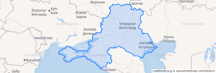 Mapa de ubicacion de Южный федеральный округ.