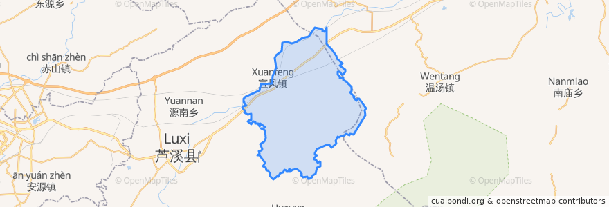 Mapa de ubicacion de Xuanfeng.