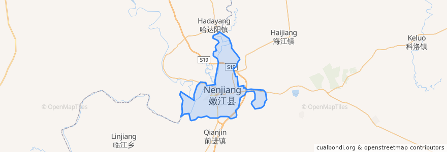 Mapa de ubicacion de 嫩江镇.