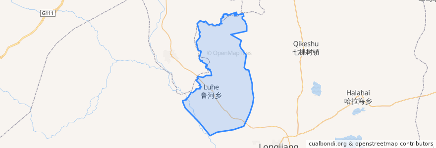 Mapa de ubicacion de 鲁河乡.