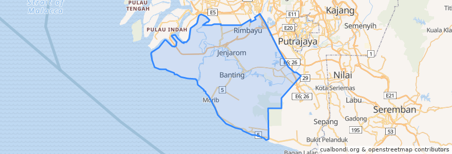 Mapa de ubicacion de Kuala Langat.