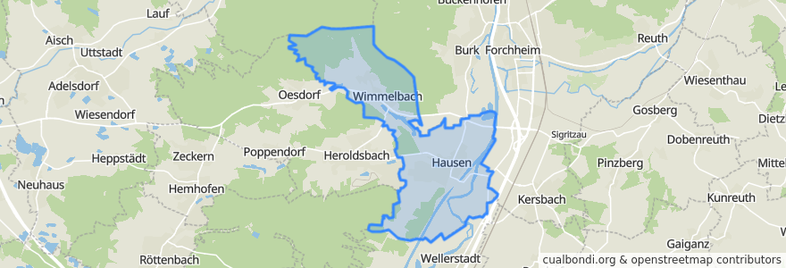 Mapa de ubicacion de Hausen.