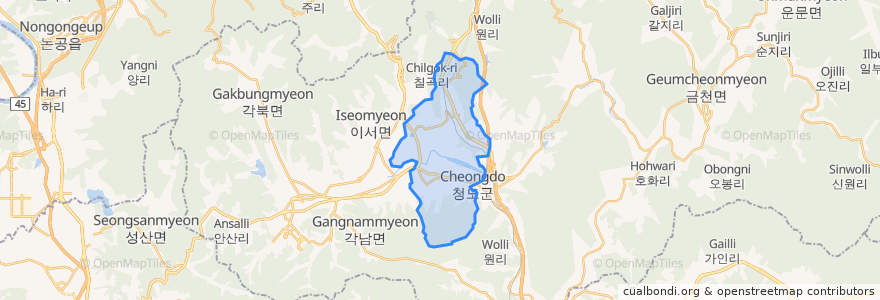 Mapa de ubicacion de Hwayang-eup.
