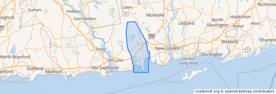 Mapa de ubicacion de East Lyme.