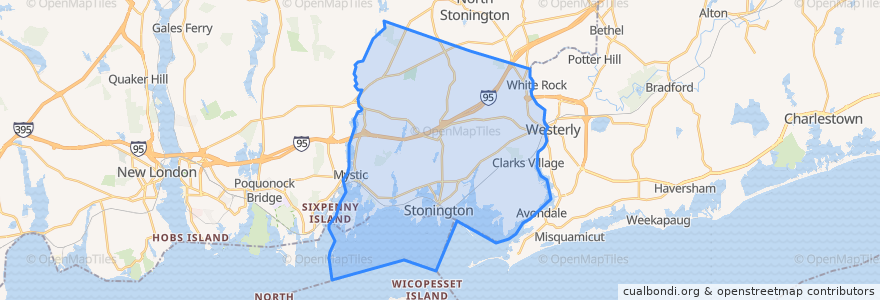 Mapa de ubicacion de Stonington.