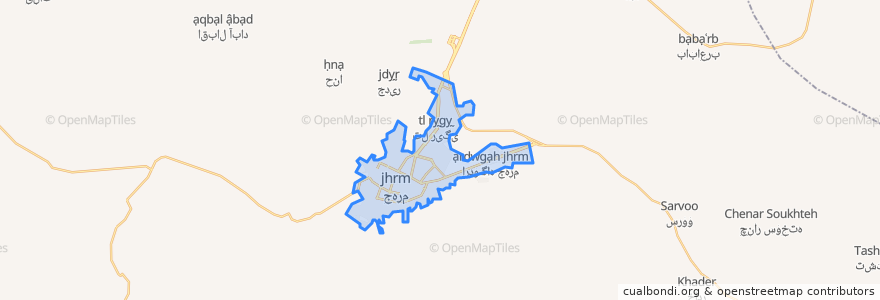 Mapa de ubicacion de Jahrom City.