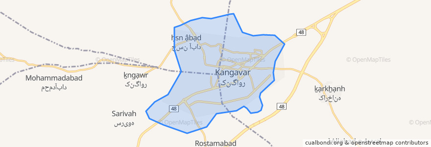 Mapa de ubicacion de شهر کنگاور.