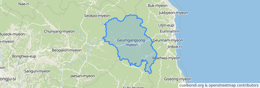 Mapa de ubicacion de 금강송면.
