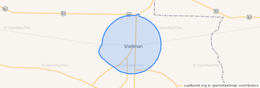 Mapa de ubicacion de Shellman.