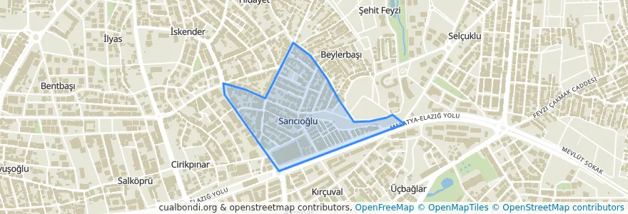 Mapa de ubicacion de Sarıcıoğlu Mahallesi.