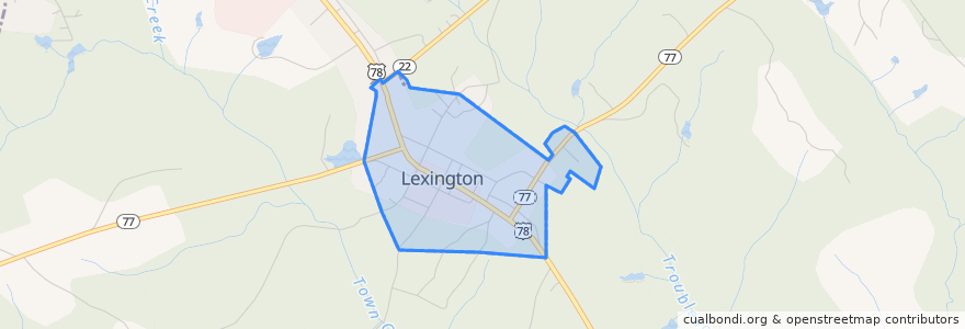 Mapa de ubicacion de Lexington.