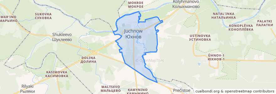 Mapa de ubicacion de городское поселение Юхнов.