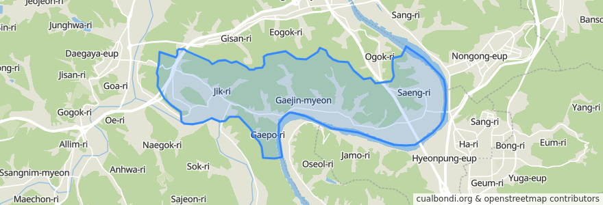 Mapa de ubicacion de Gaejin-myeon.