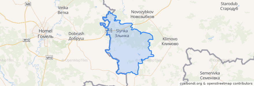 Mapa de ubicacion de Злынковский район.