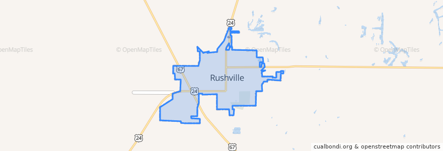 Mapa de ubicacion de Rushville.