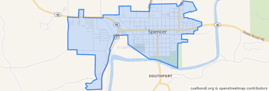 Mapa de ubicacion de Spencer.