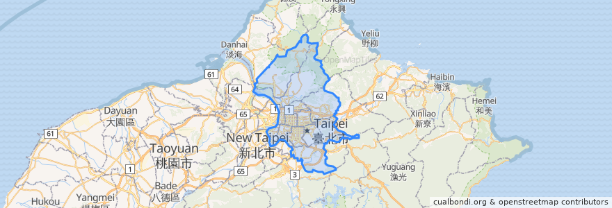 Mapa de ubicacion de Taipei.