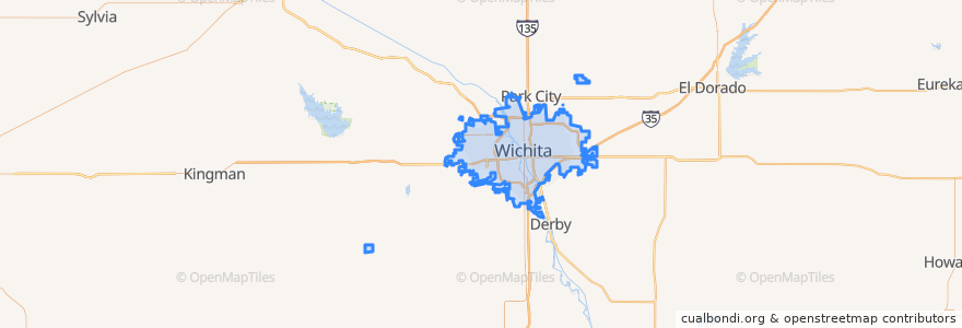 Mapa de ubicacion de Wichita.