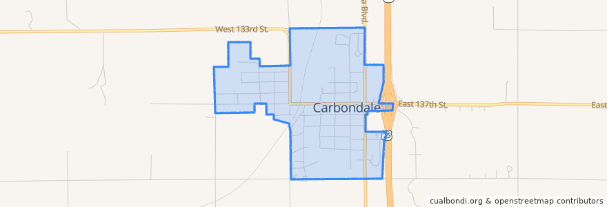 Mapa de ubicacion de Carbondale.