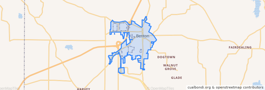 Mapa de ubicacion de Benton.