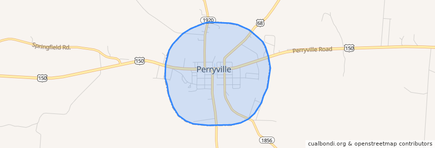 Mapa de ubicacion de Perryville.