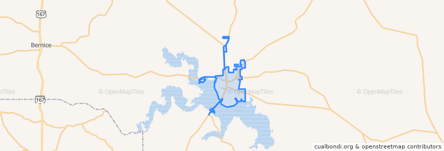 Mapa de ubicacion de Farmerville.
