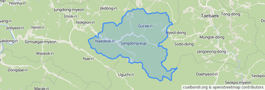 Mapa de ubicacion de Sangdong-eup.