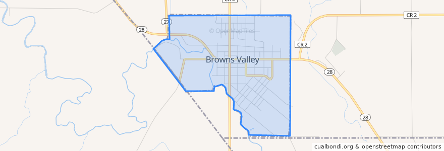 Mapa de ubicacion de Browns Valley.