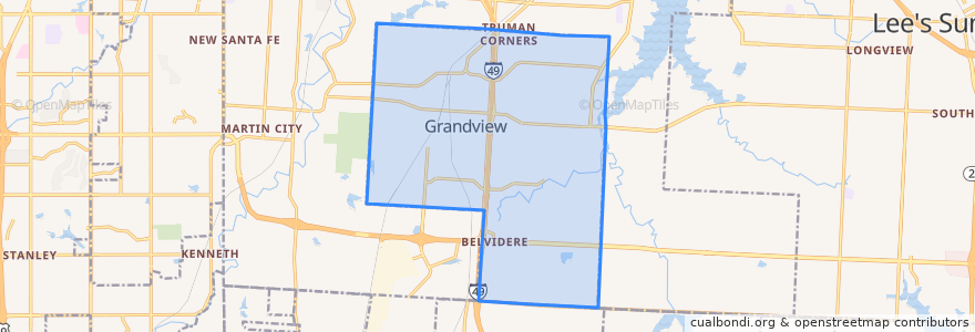 Mapa de ubicacion de Grandview.