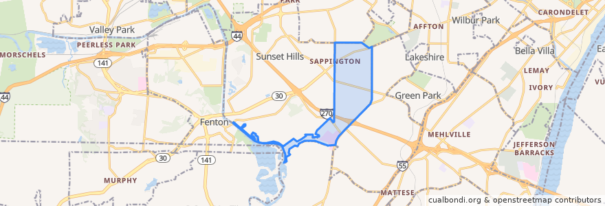 Mapa de ubicacion de Sappington.