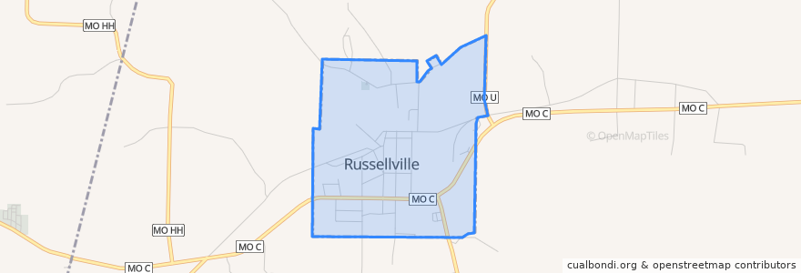 Mapa de ubicacion de Russellville.