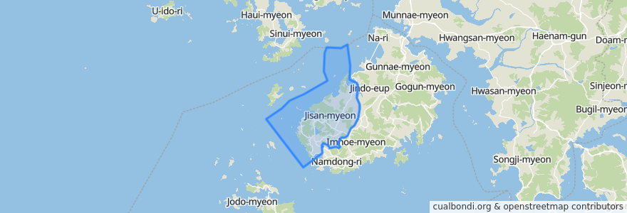 Mapa de ubicacion de 지산면.