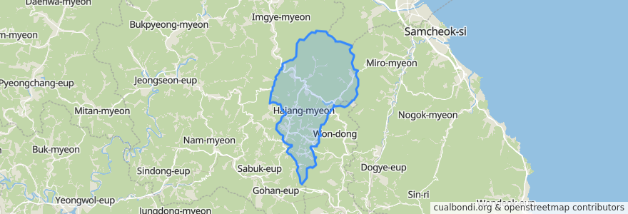 Mapa de ubicacion de Hajang-myeon.