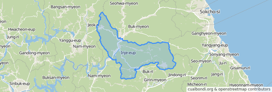 Mapa de ubicacion de Inje-eup.