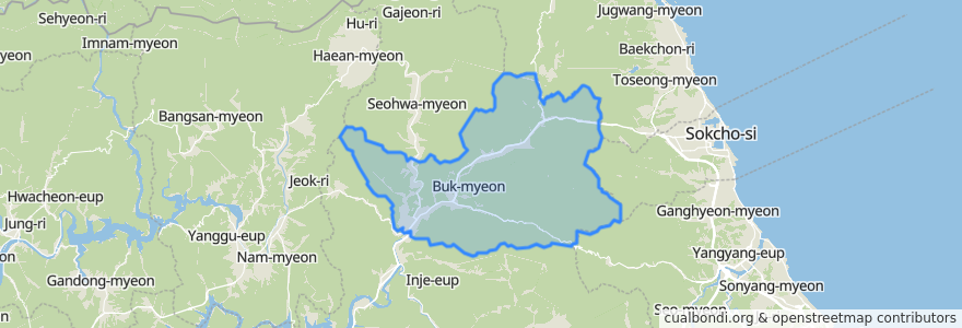Mapa de ubicacion de Buk-myeon.