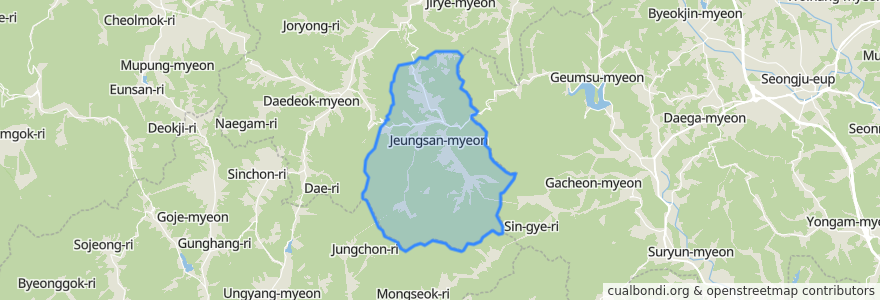 Mapa de ubicacion de Jeungsan-myeon.