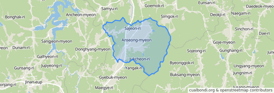 Mapa de ubicacion de 安城面.
