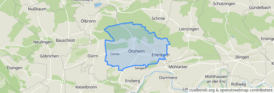 Mapa de ubicacion de Ötisheim.