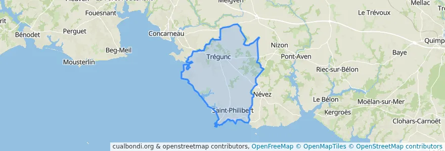 Mapa de ubicacion de Trégunc.