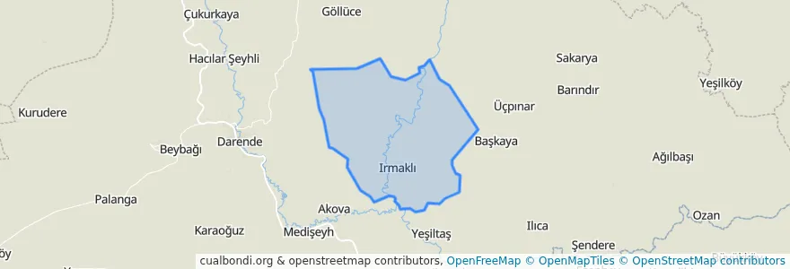 Mapa de ubicacion de Irmaklı Mahallesi.