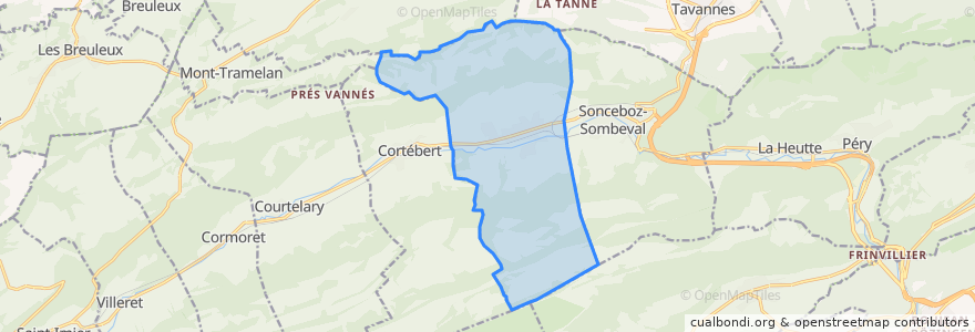 Mapa de ubicacion de Corgémont.