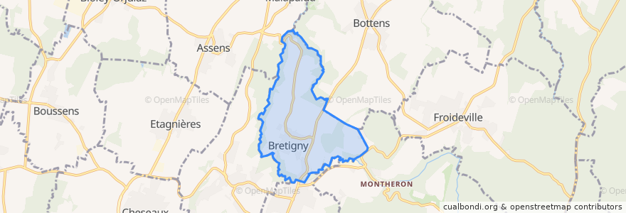 Mapa de ubicacion de Bretigny-sur-Morrens.