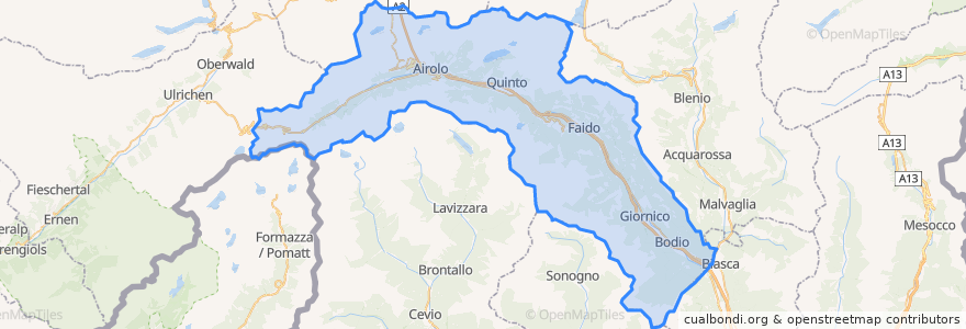 Mapa de ubicacion de Bezirk Leventina.