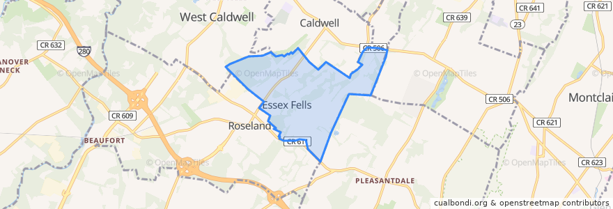 Mapa de ubicacion de Essex Fells.