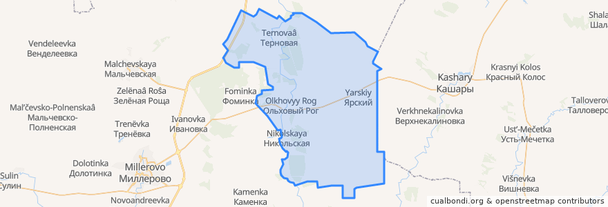 Mapa de ubicacion de Ольхово-Рогское сельское поселение.